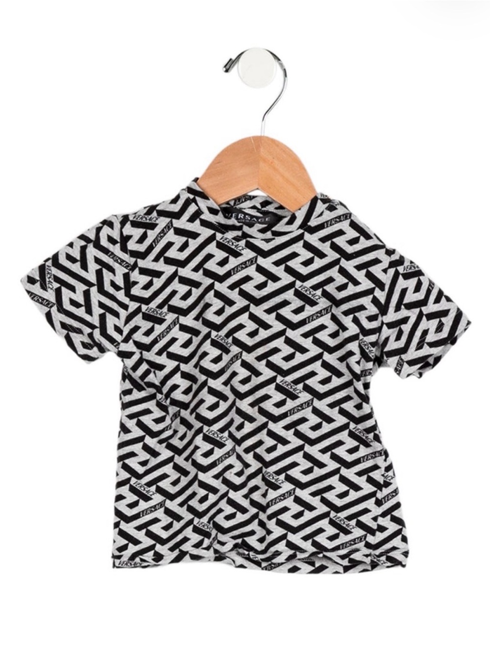 Versace Kids Black & White Interlocking Logo Tee